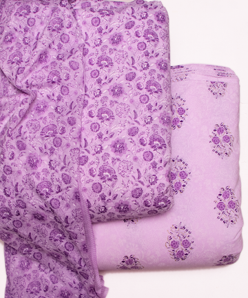 Lavender Floral Print Cotton Suit